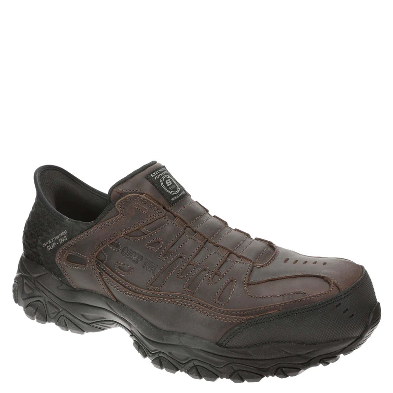Skechers Men's Holdredge Ryker Hands Free Slip-in Construction Shoe, Brown, 6 UK