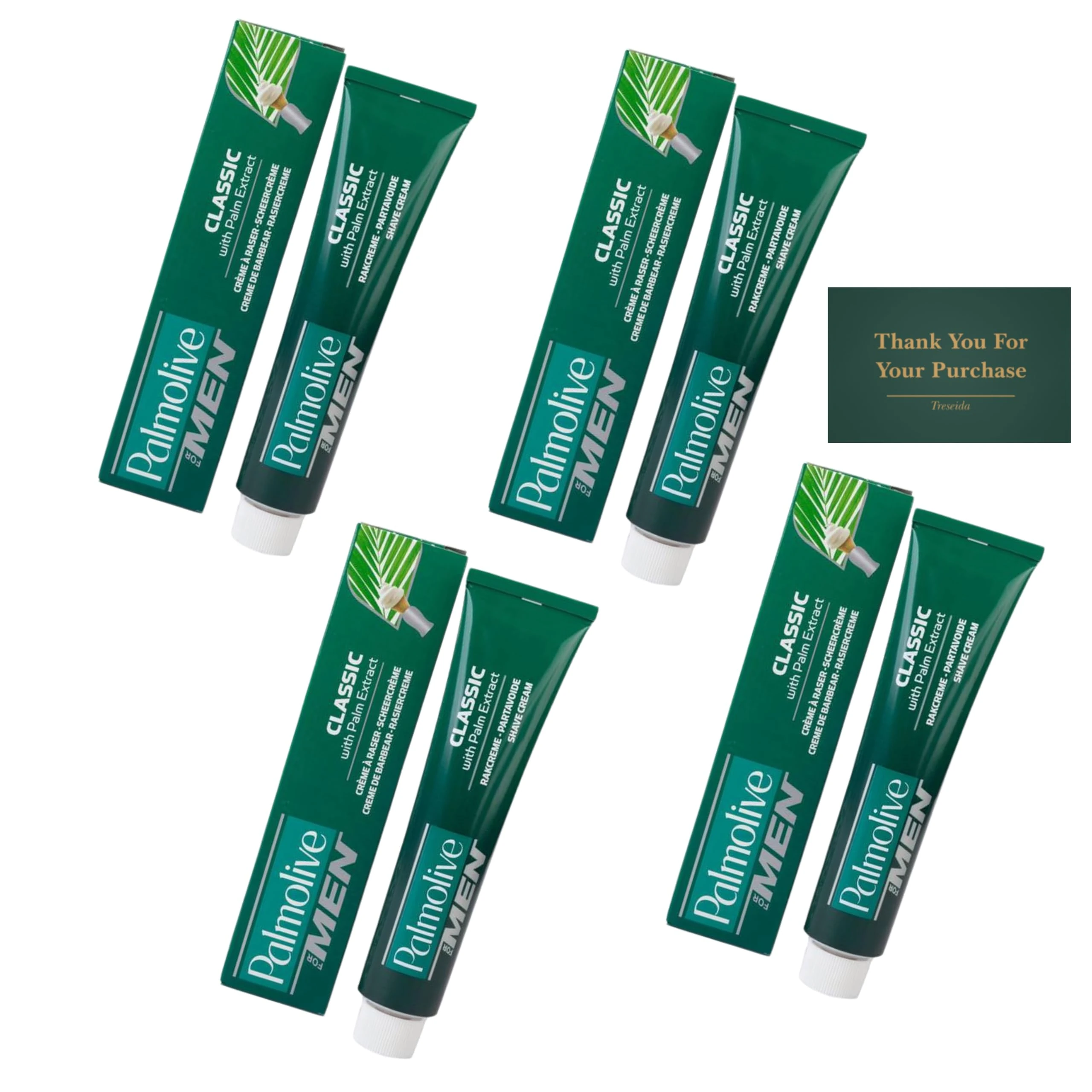 Palmolive Shaving Cream Classic 100ml With Palm Extract - Multipack (Pack of 4) Total 400ml - With Treseida Thank You Card
