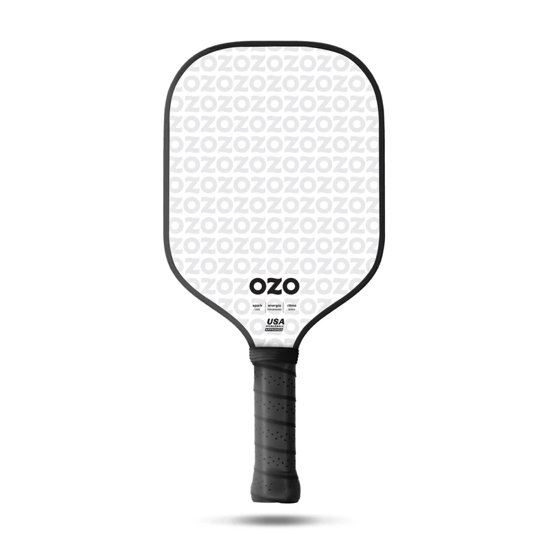 OZO Pickleball - Spark Beginner Power Paddle - USAPA Approved Beginner Power Paddle - Carbon Fiber Face Racket (White)