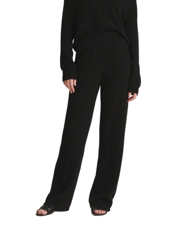 NAADAM Women's Signature Cashmere Paperbag Wide Leg Pants, Black, S