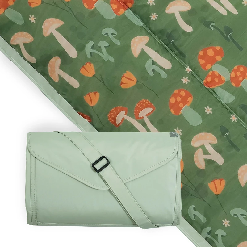 Little Unicorn 5x10 Outdoor Pad | Woodland Mushroom Water-Resistant Mat