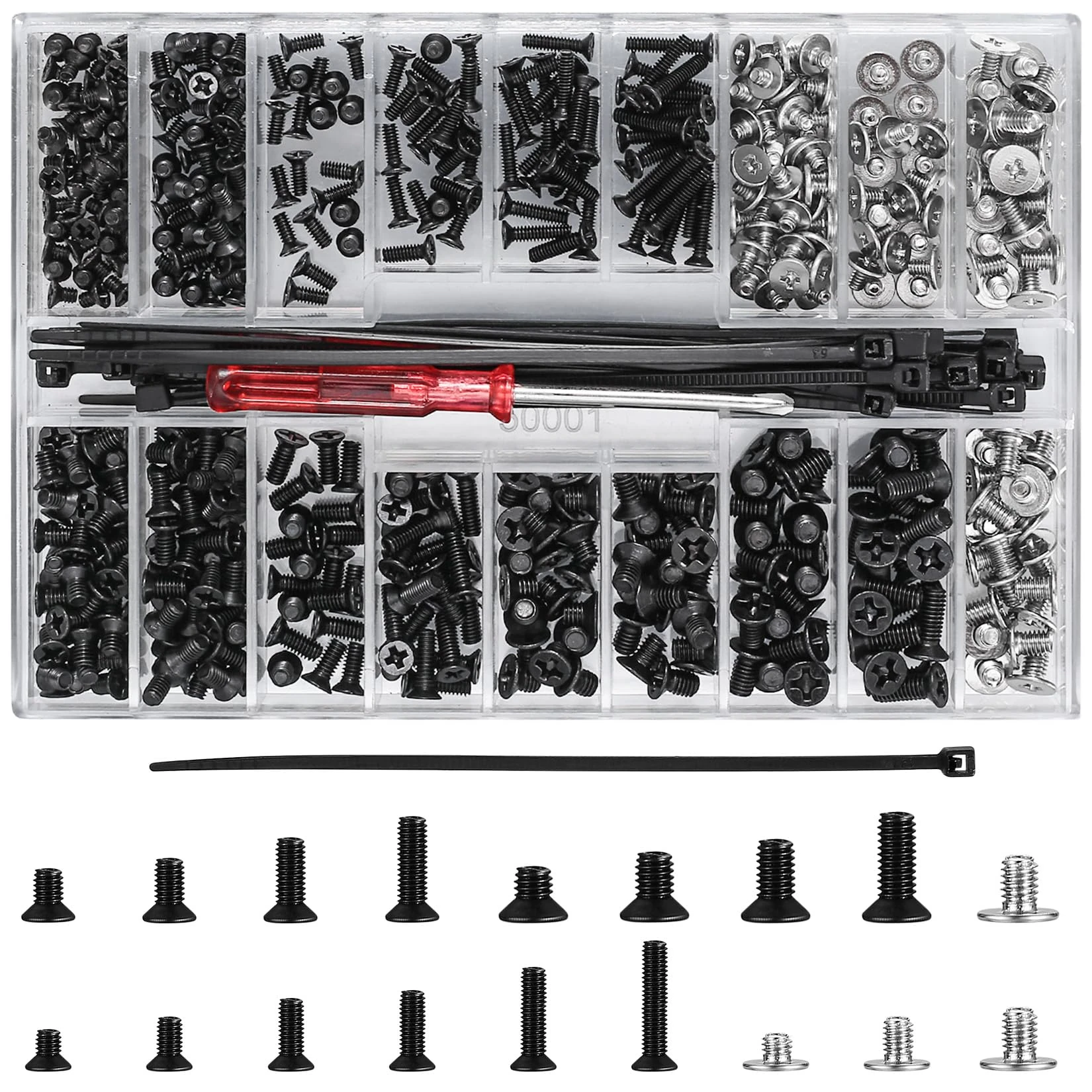 531 Pcs M2 M2.5 M3 Laptop Screws - Flat Head Phillips & Countersunk Cross Head Screws for HP, Dell, Samsung, Sony, Lenovo