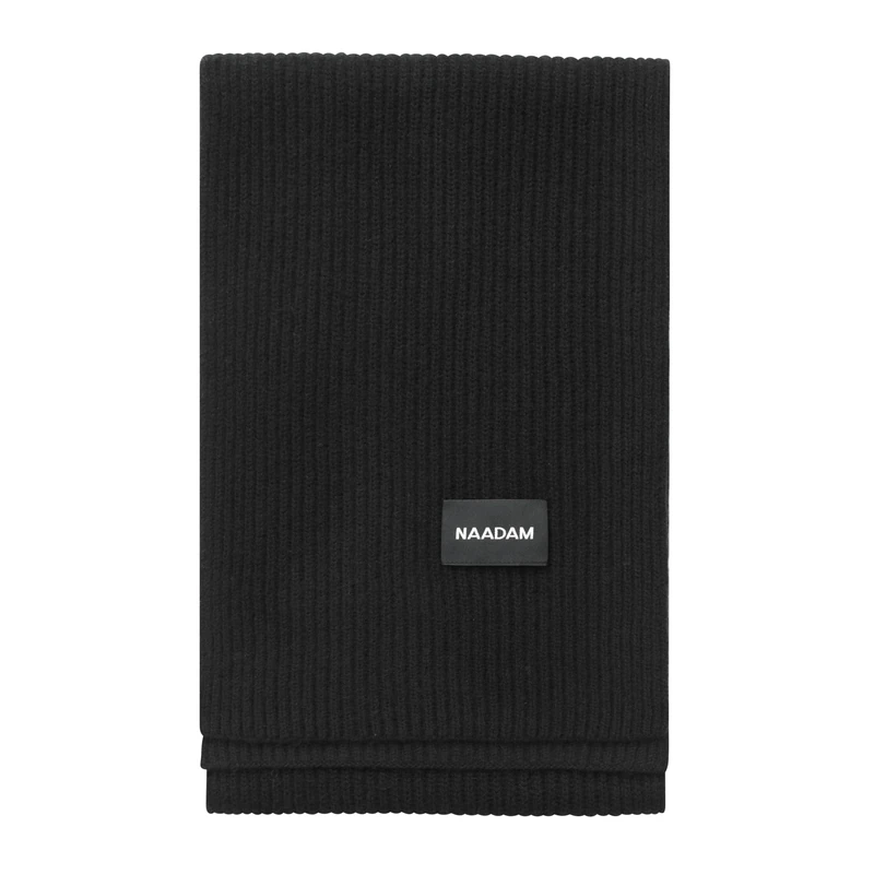 NAADAM Signature Cashmere Ribbed Scarf, Black, One Size