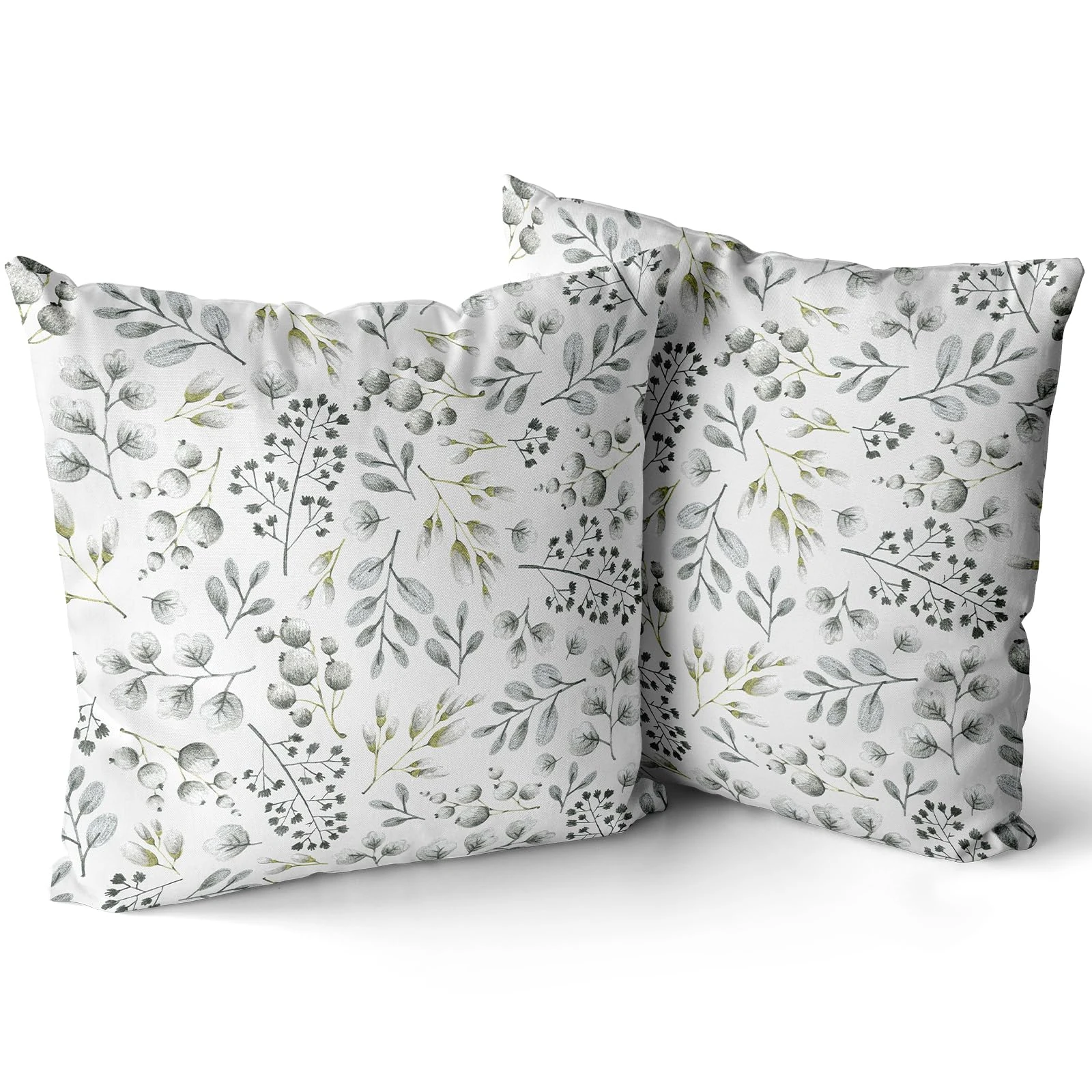 XPHZZL Cushion Covers Set of 2 Pack 45 x 45 cm（18x18 inch）- Dutch Velvet Double Sided Garden leaves Decorative Pillow Covers for Sofa Bed Garden Outdoor Spring Decor Set of 2-White