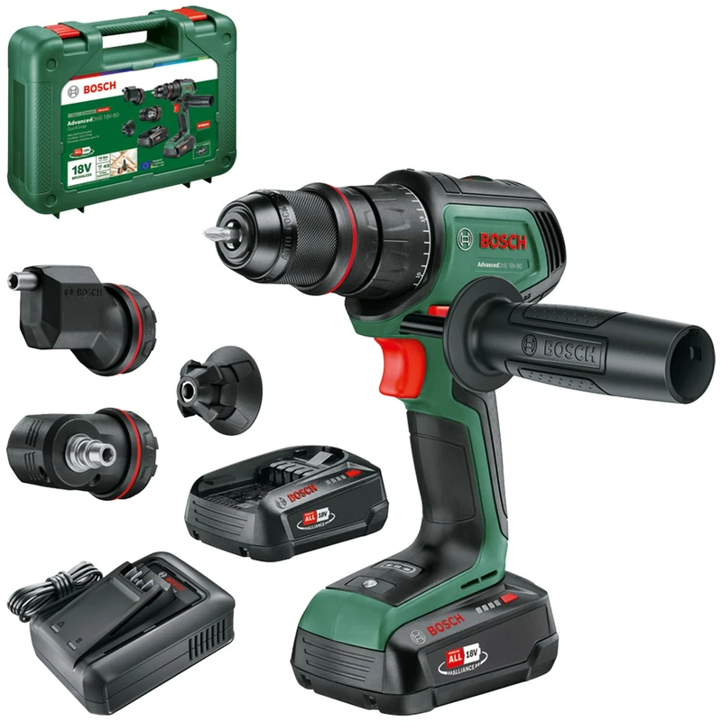 Bosch AdvancedDrill 18V-80 QuickSnap Drill/Driver with Battery (Drill/Screw; Angled, Eccentric and Magnetic Attachment; Addict Grip; with Battery and Charger)