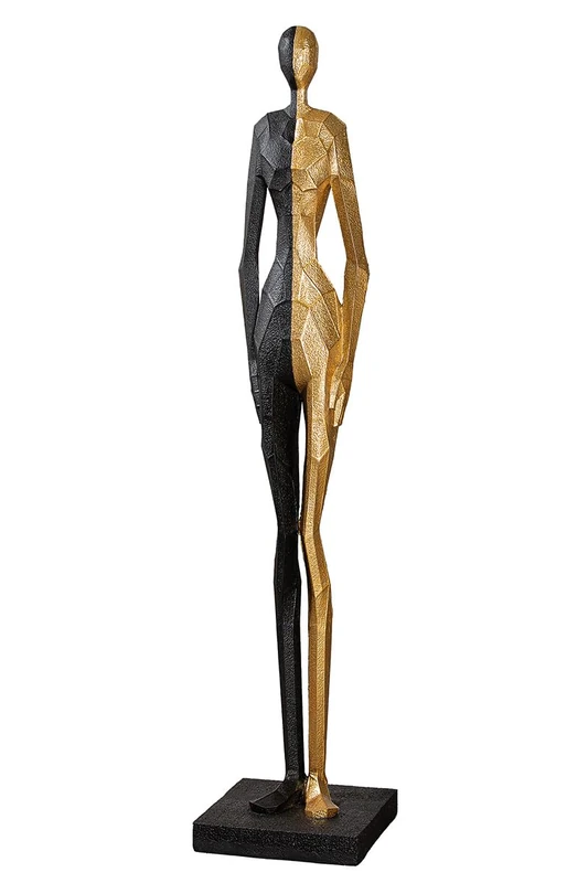 Casablanca Large Decorative Figure Sculpture XXL - People Statue Decorative Figure Made of Resin Colour: Gold Black - Extraordinary Decoration Height 153 cm