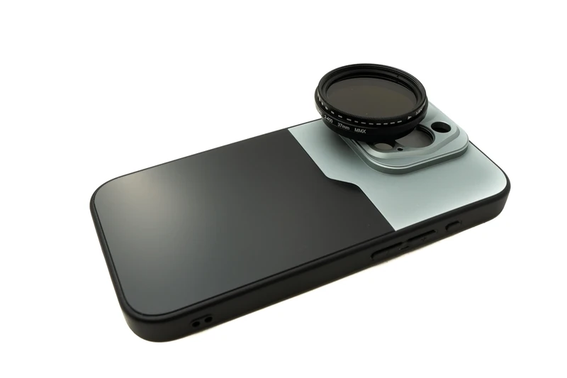 SYSTEM-S ND Vario Filter 37 mm 2 to 400 Neutral Density with Case for iPhone 15 Pro