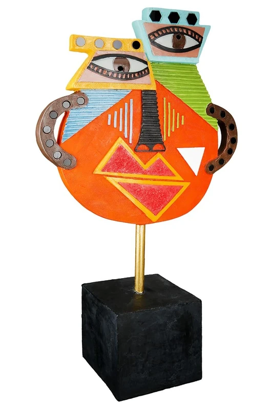 Casablanca Decorative Large Figure Sculpture XL - Face Decorative Figure Made of Resin Metal Multicoloured - Decoration Gift Birthday Gift Height 47 cm