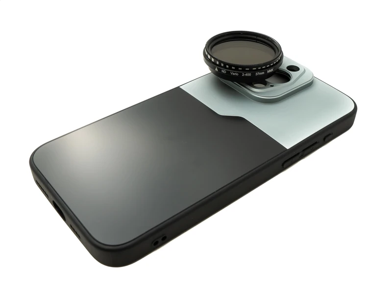 SYSTEM-S ND Vario Filter 37 mm 2 to 400 Neutral Density with Case for iPhone 15 Pro Max