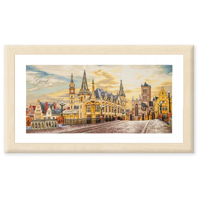 Lanarte Counted Cross Stitch Kits Complete Wall Art DIY View of The Winch City Set Crafts Adults Set Decoration Salon Creative Gift ca. 70 x 35cm Cross Stitch Embroidery