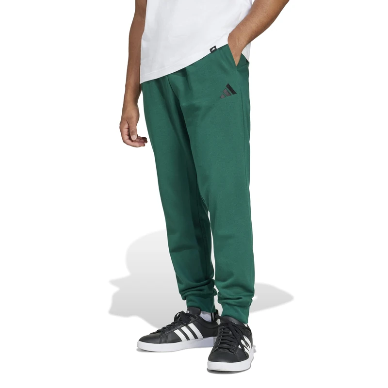 adidas Men's Essentials Feelcozy Fleece Pant, Collegiate Green/Black, XS