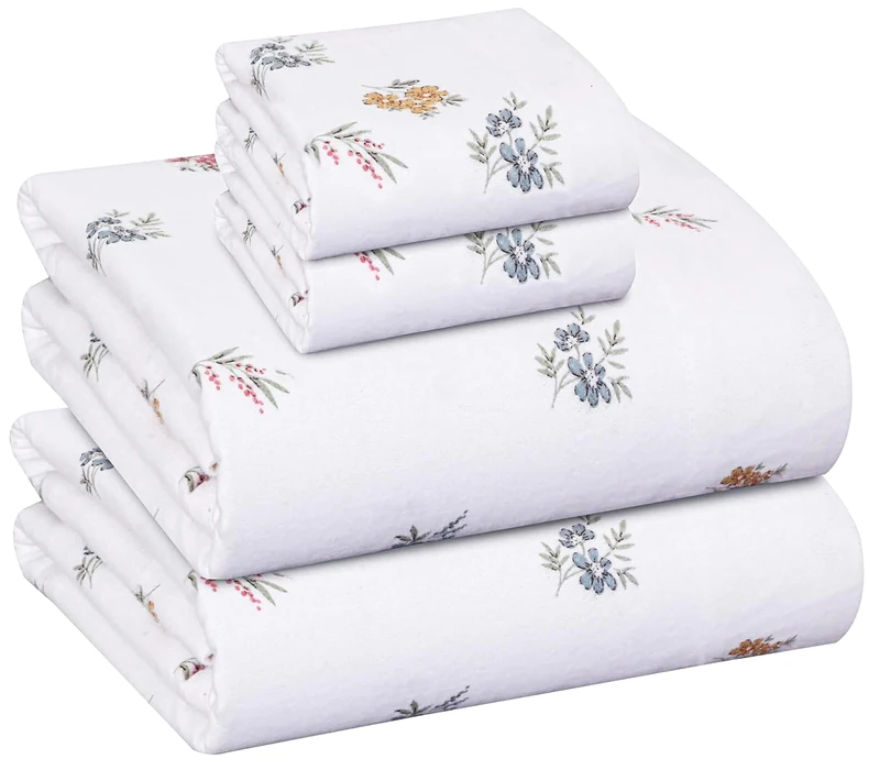 RUVANTI - Flannel Sheet Set Queen Size - GOTS Certified 100% Organic Cotton 4-Piece Set Warm, Soft & Breathable, Deep Pocket & Snug Fit, Twin Flannel