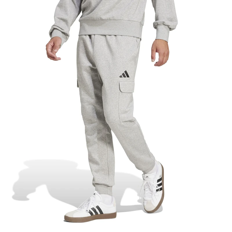 adidas Men's Essentials Feelcozy Fleece Cargo Pants, Medium Grey Heather/Black, XXL - Image 1