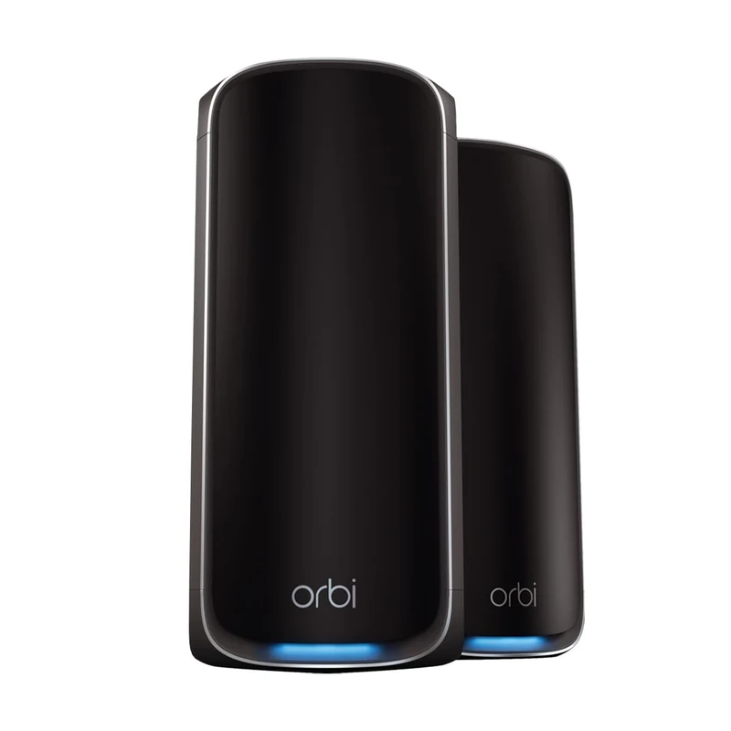 NETGEAR Orbi 970 Series | WiFi 7 Mesh System | RBE972SB | Wireless Router + 1 Satellite | Up to 27 Gbps | Covers 5,400 sq. ft. | Connects up to 200 devices | Quad-band BE27000 | 10 Gig Internet Port