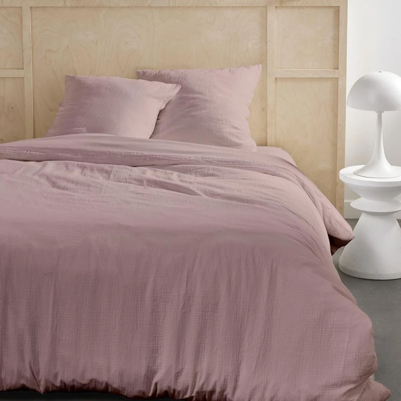 TODAY Plain Cotton Gauze Bed Linen 260 x 240 cm Sand Pink - Image 1