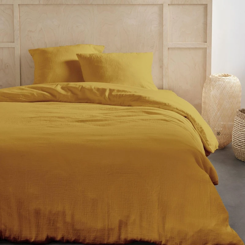 TODAY Plain Cotton Gauze Bed Linen 240 x 220 cm Ochre