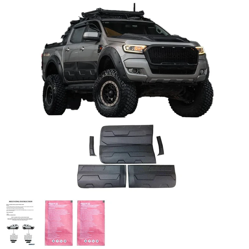 ONEWAY Body Cladding compatible with Ford Ranger T6/T7/T8 2012-2022 (Jumbo) - Matt black