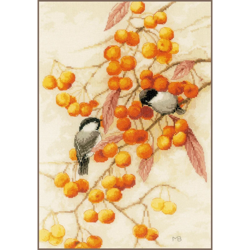 Lanarte Counted Cross Stitch Kits Complete Wall Art DIY Small Festival Orange Set Crafts Adults Set Decoration Salon Creative Gift ca. 28 x 43cm Cross Stitch Embroidery