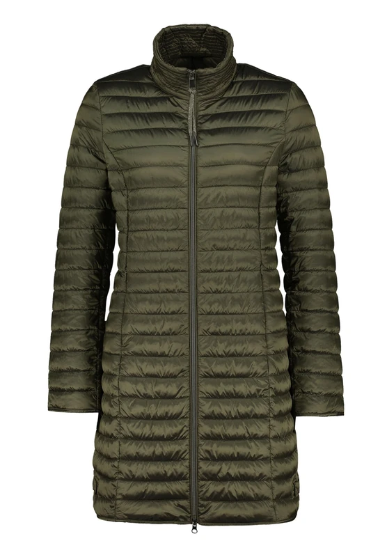 Cartoon Women's Quilted Jacket with Stand-Up Collar, olive night, 10