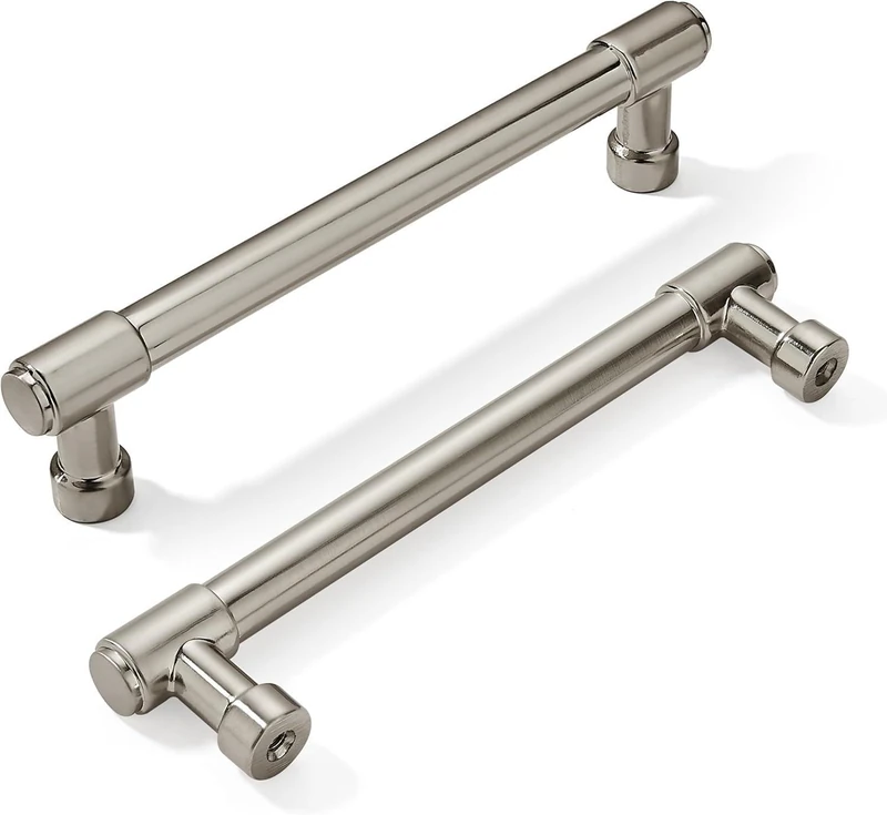 khtumeware 20 Pack Polished Nickel Cabinet Pulls 5 Inch(128MM) Hole Center Solid Chrome Drawer Pulls Dresser Handles Cabinet Hardware