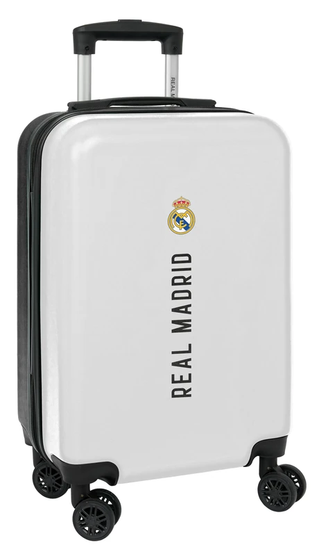 Safta Real Madrid 1st Team 24/25 – Cabin Trolley 20 Inches, Suitcase with Wheels, Security Lock, Lightweight Suitcase, 34.5 x 20 x 55 cm, White/Grey, White/Grey, Estándar, Casual