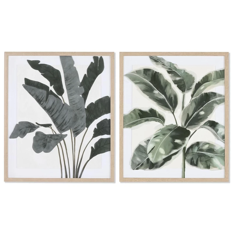 Home ESPRIT Scandinavian Plant Leaf Picture 53 x 2.5 x 63 cm (2 Units)