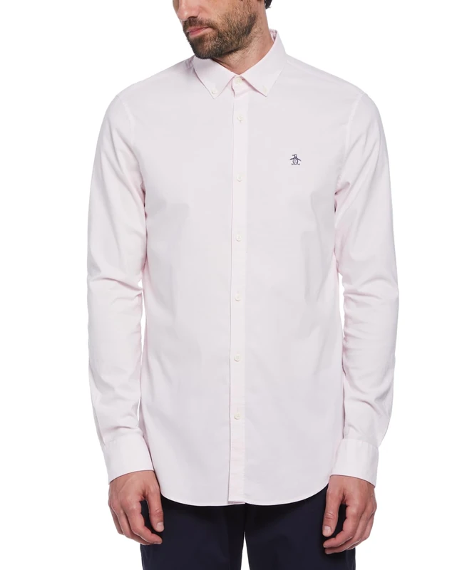 Original Penguin - Men's Shirt, LS Oxford STRTCH NO Fit Shirt, Parfait Pink, L