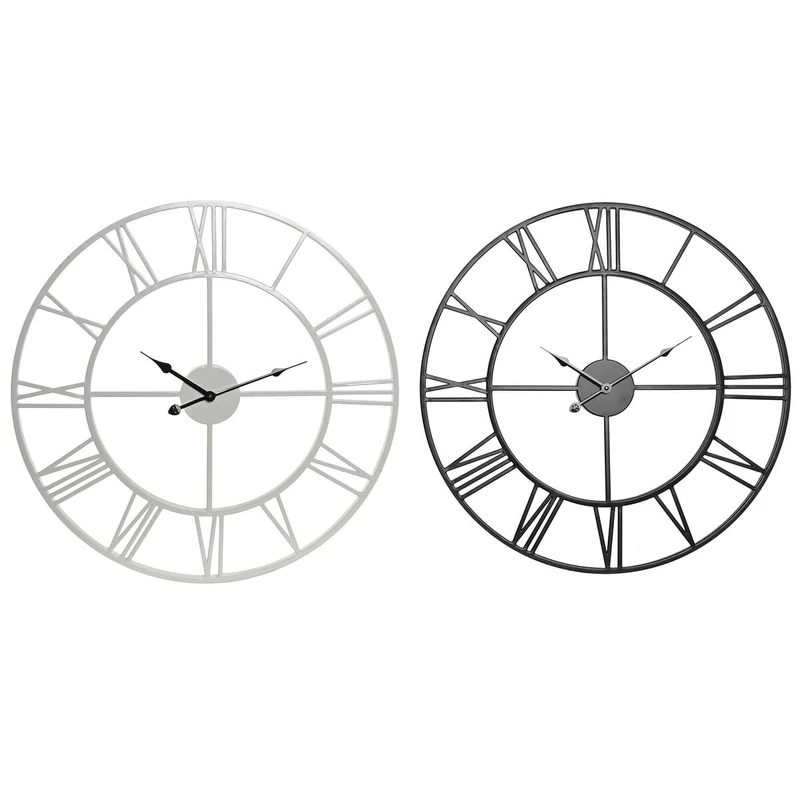 Home ESPRIT Wall Clock White Black Metal 60 x 3 x 60 cm (2 Units)