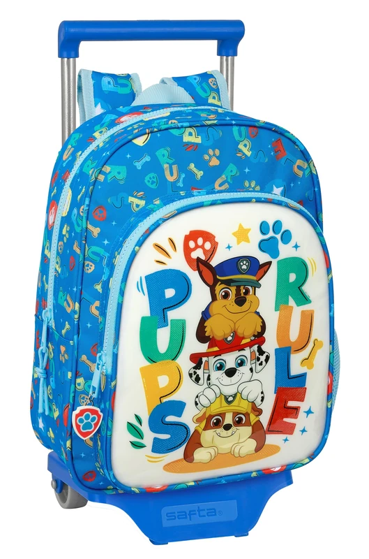 Safta PAW Patrol PUPS Rule - Children's Material, Ideal for Children, Comfortable and Versatile, Quality and Resistance, Blue, Estándar, Backpack with Trolley