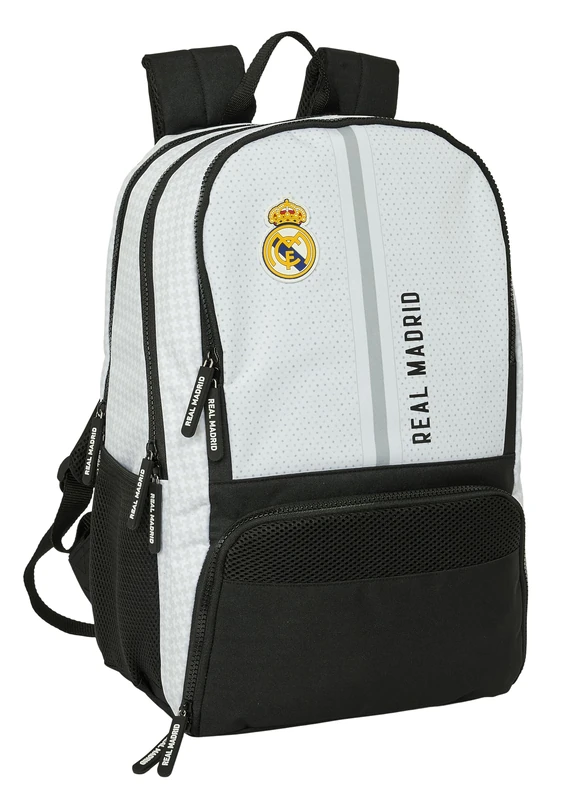 Safta Real Madrid 1st Team 24/25 – Padel Backpack, Sports Backpack, Ideal for Different Ages, Comfortable and Versatile, Quality and Resistance, 30 x 17 x 42 cm, White/Grey, white/grey, Estándar,