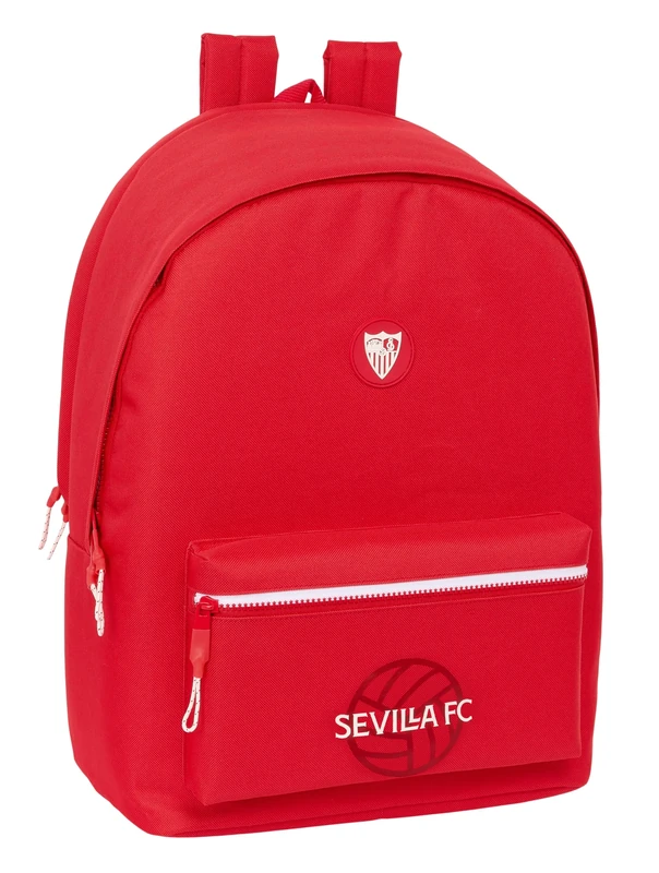 Safta SEVILLA FC – Laptop Backpack 15.6 Inch and USB, Ideal for Young People of Different Ages, Recycled Fabric, Comfortable and Versatile, Quality and Resistance, 31 x 18 x 44 cm, Red, red, Estándar,
