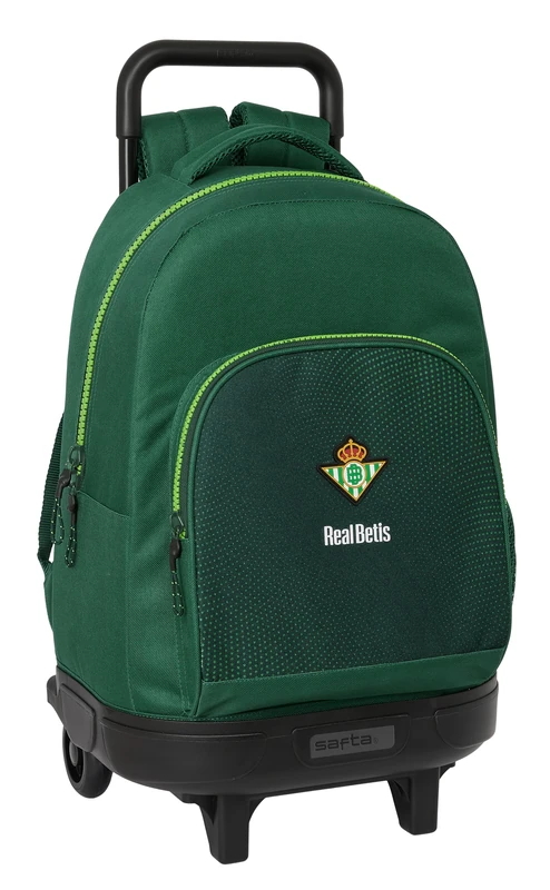 Safta Real Betis BALOMPIÉ – Large Backpack with Wheels, Compact, Removable, Ideal for Children of Different Ages, Comfortable and Versatile, Quality and Resistance, 33 x 22 x 45 cm, Green, Green,
