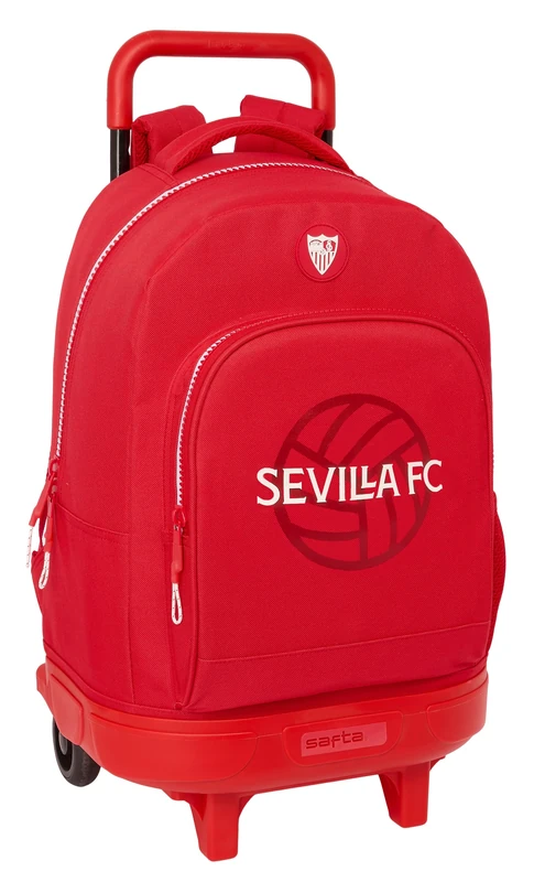 Safta Sevilla FC – Large Backpack with Wheels, Compact, Removable, Ideal for Children of Different Ages, Comfortable and Versatile, Quality and Resistance, 33 x 22 x 45 cm, Red, red, Estándar, Casual
