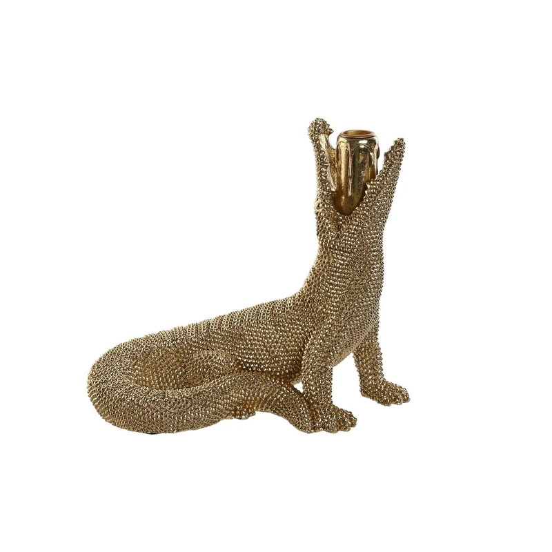Home ESPRIT Decorative Figure Gold Crocodile 26.5 x 18 x 23.5 cm