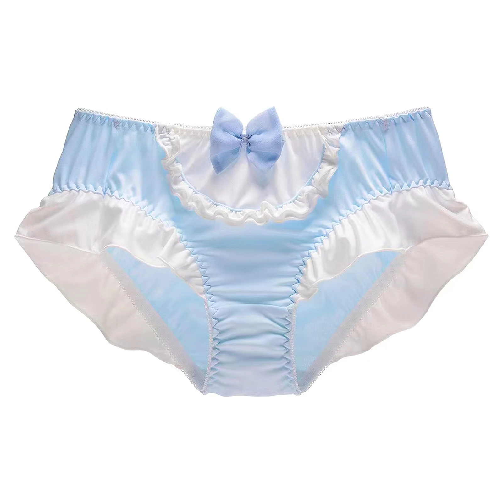 ZooChest Silk Panties for Women Satin Knickers Ladies Cute Underwear Frilly Panties Silky Comfortable Knickers for Women Blue Hipster Full Briefs XL