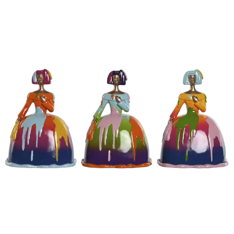 Home ESPRIT Decorative Figure Multicolor Lady 21 x 16 x 25 cm (3 Units)