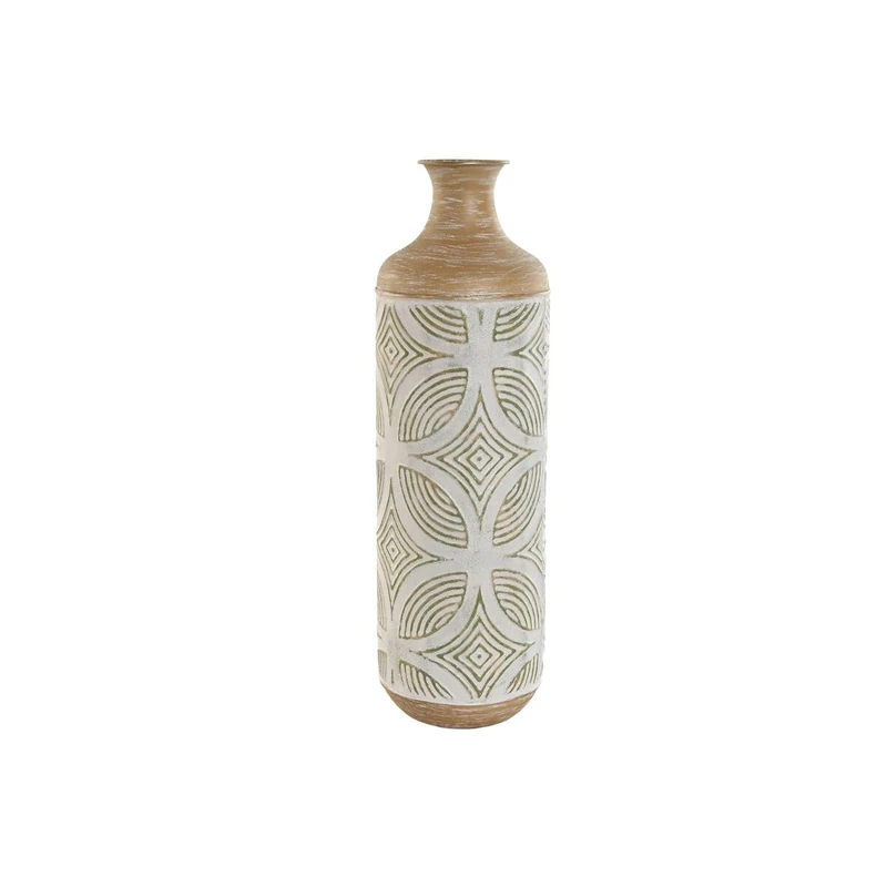 Home ESPRIT Vase Green Beige Natural Metal Tropical 18 x 18 x 56 cm