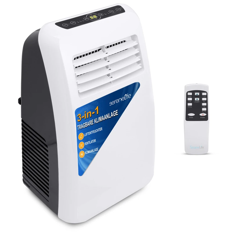 SereneLife Mobile Air Conditioner, Portable Air Conditioner, Mobiele Stille Airconditioner, 3-in-1 Airco met Ingebouwde Ontvochtigerfunctie, Fan Mode, Afstandsbediening, Raammontage Uitlaatkit,7K BTU