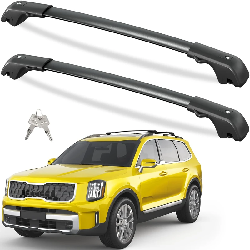 Tuyoung 220lbs Lockbale Roof Rack Cross Bars Compatible with KIA Telluride 2023 2024 2025 X-PRO & X-LINE with Raised Side Rails, Heavy Duty Anti-Theft Aluminum Roof Rails Crossbars Rooftop Cargo Bars