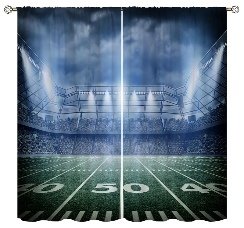 Wusihorld Football Blackout Curtains for Home Decor,American Football satdium Rod Pocket Rod Pocket Thermal Insulated Drapes Darkening Window Curtain for Bedroom Living Room 84 x 84 Inch