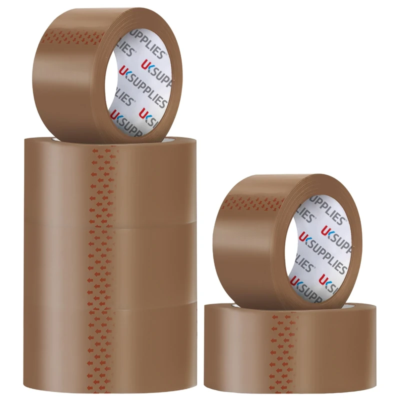 UK SUPPLIES LIMITED 6 Rolls Brown Packaging Tape (All Pack Sizes) 48MM X 66M Extra Strong Secure Sticky Heavy Duty Adhesive Durable Parcel Sealing Tape for Packing Boxes, Postage & Moving Houses