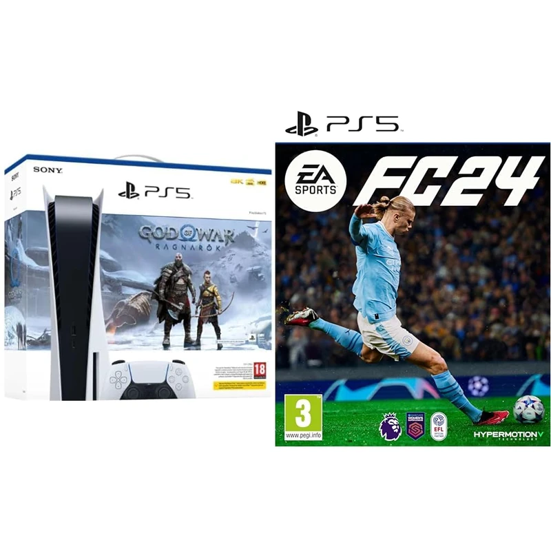 Playstation 5 Console + God of War Ragnarök (PS5) & EA SPORTS FC 24 Standard Edition PS5 | VideoGame | English