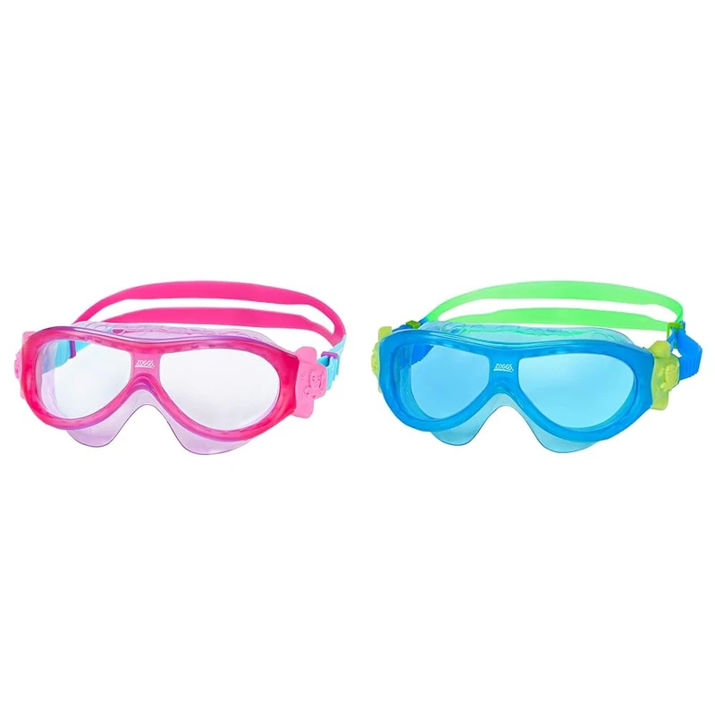 Zoggs Kids' Phantom Mask with UV Protection And Anti-fog Swimming Goggles, Pink/Purple/Aqua & Kids' Phantom Mask with UV Protection And Anti-fog Swimming Goggles, Blue/Green/Yellow