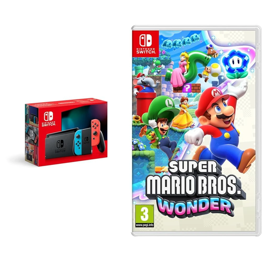Nintendo Switch (Neon Red/Neon blue) & Super Mario Bros. Wonder Switch