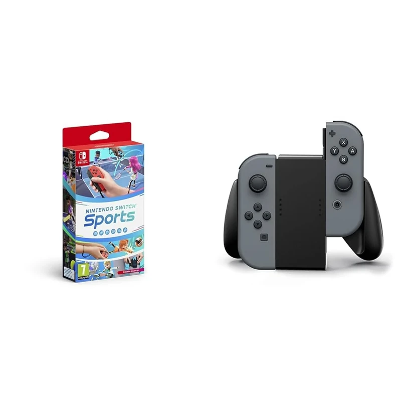 Nintendo Switch Sports (Nintendo Switch) & PowerA Joy-Con Comfort Grip for Nintendo Switch - OLED Model, Nintendo Switch