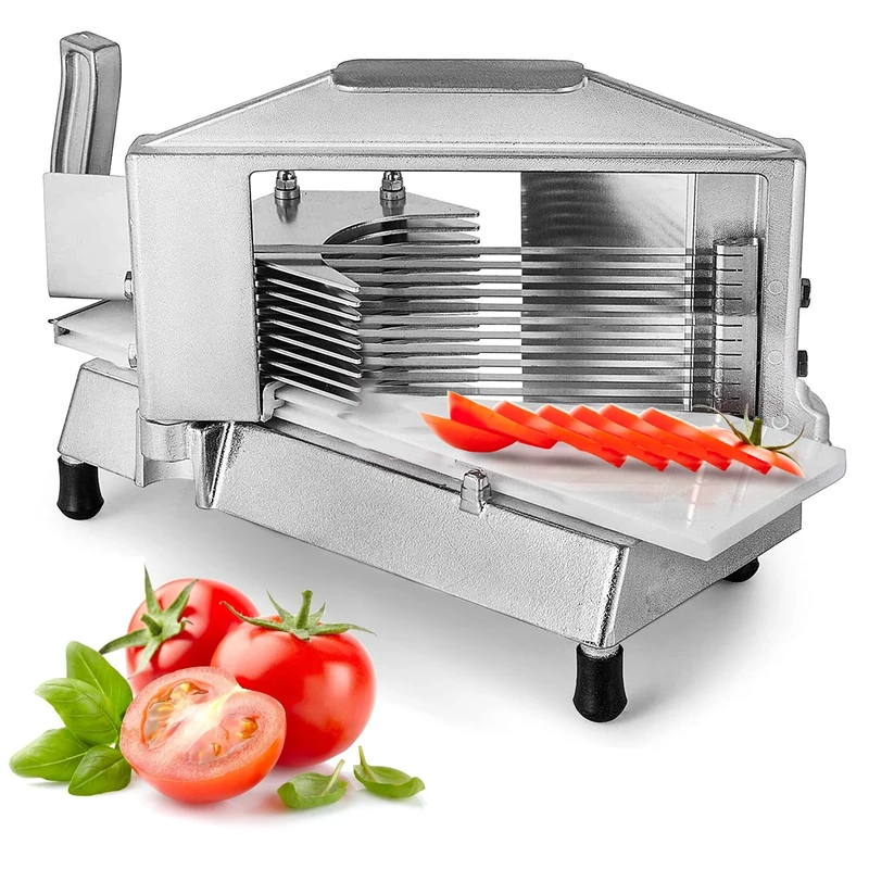 VEVOR Commercial Tomato Slicer, 1/4 inch Tomato Cutter Slicer, Stainless Steel Heavy Duty Tomato Slicer Machine, Manual Tomato Slicer with Non-Slip Feet, for Cutting Tomatoes, Cucumbers, Bananas