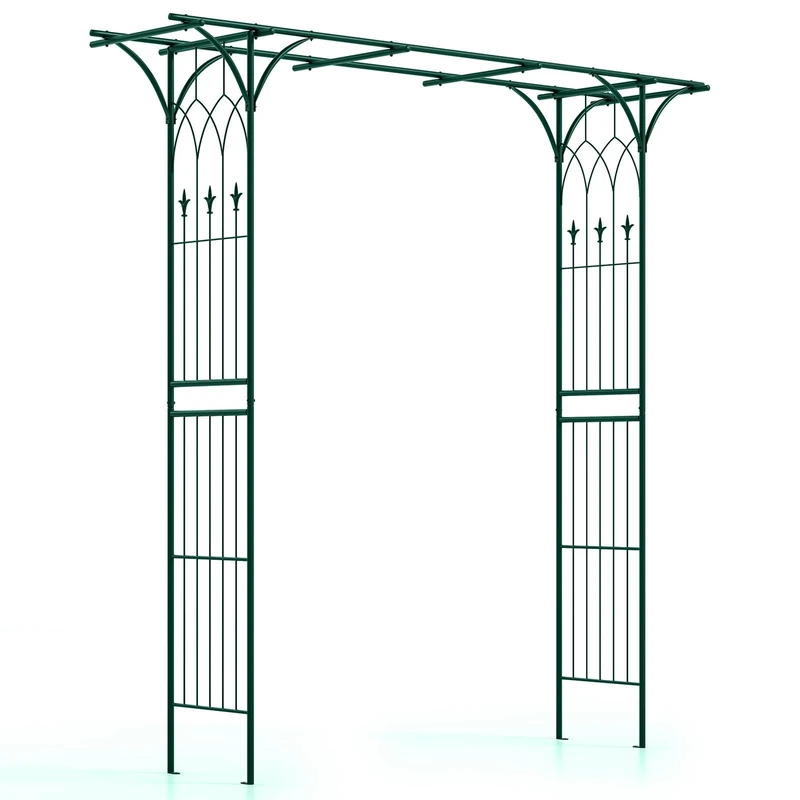GiantexUK Metal Garden Arch, Heavy Duty Trellis Pergola Arbour, 205cm Flowers Roses Climbing Plants Support Archway for Lawn Patio Wedding Ceremony Party Decoration (205x52x205cm, Green)