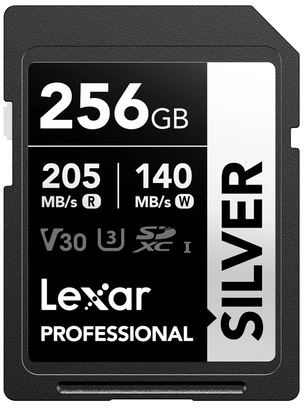 Lexar 256GB SD Card SILVER, Up to 205MB/s Read, 140MB/s Write, SDXC UHS-I Memory Card, Class 10, U3, V30, SD Card for Professional Photographers, Videographers, Enthusiasts