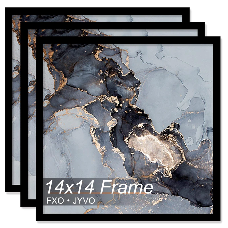 Fxojyvo 14x14 Frame Set of 3, Black Picture Frame for 14 x 14 Square Picture Poster Photo, Light Weight and High Transparent 14 by 14 Frame for Wall - 3 Pack/Black/14 x14