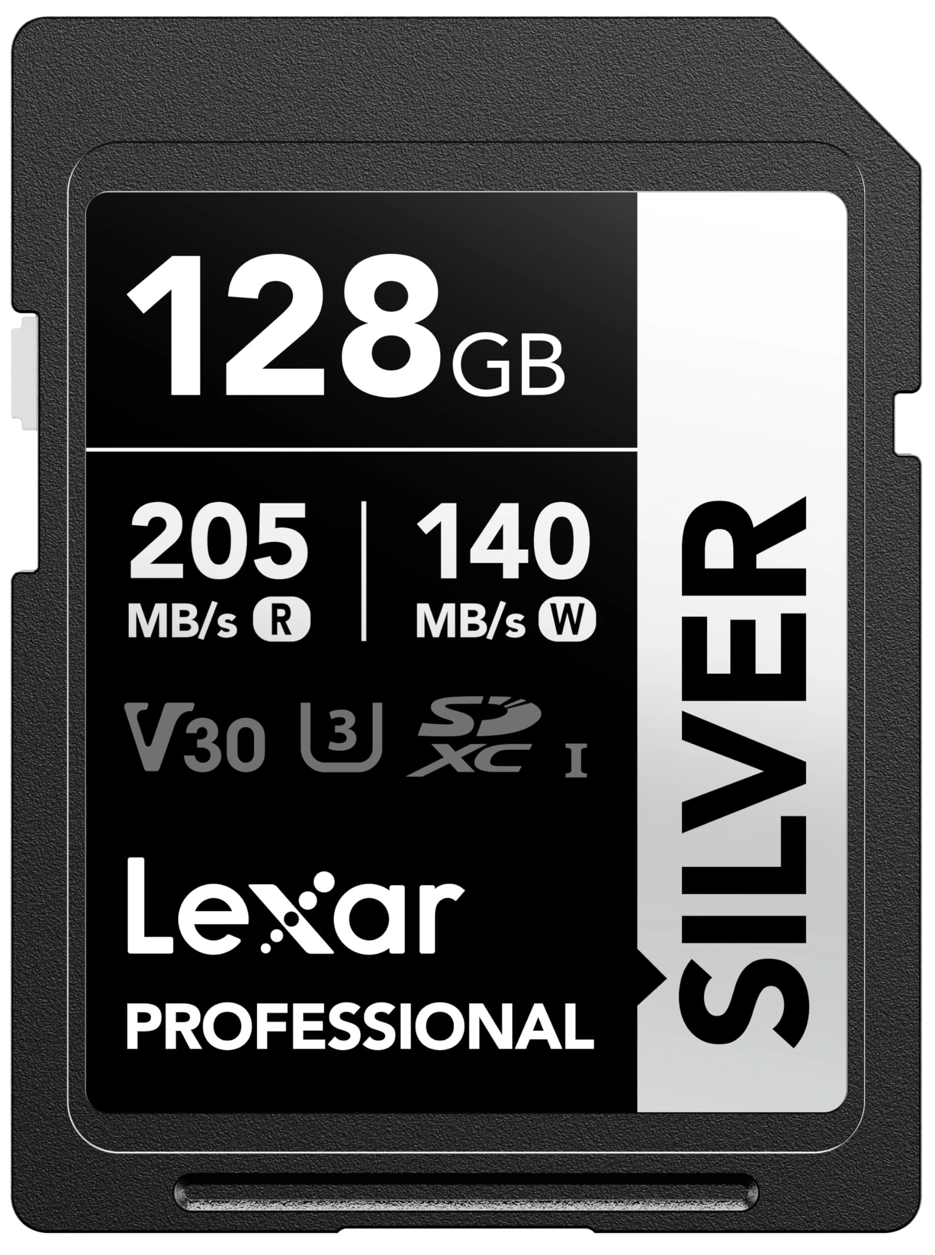 Lexar 128GB SD Card SILVER, Up to 205MB/s Read, 140MB/s Write, SDXC UHS-I Memory Card, Class 10, U3, V30, SD Card for Professional Photographers, Videographers, Enthusiasts